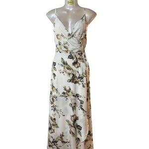OSCAR-ST White Floral Wrap Midi Dress